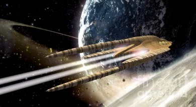 Spaceship at planet